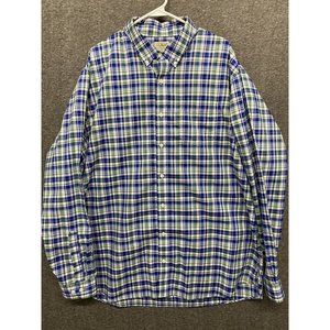 L.L. Bean long sleeve blue green plaid dress shirt XXL Tall